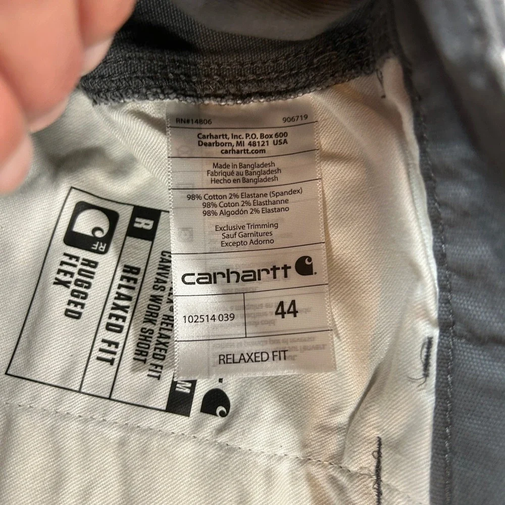 Carhartt Mens 44 Rugged Flex Relaxed Fit Canvas Work Shorts Gray BS2514-M NWT
